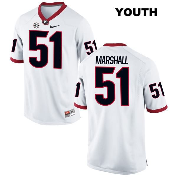 Georgia Bulldogs Youth David Marshall #51 NCAA Authentic White Nike Stitched College Football Jersey DRL2556SA